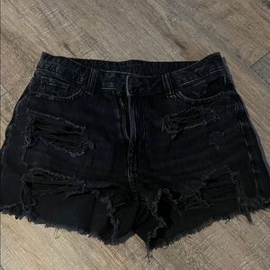 American Eagle Outfitters Black Distressed Jean Shorts